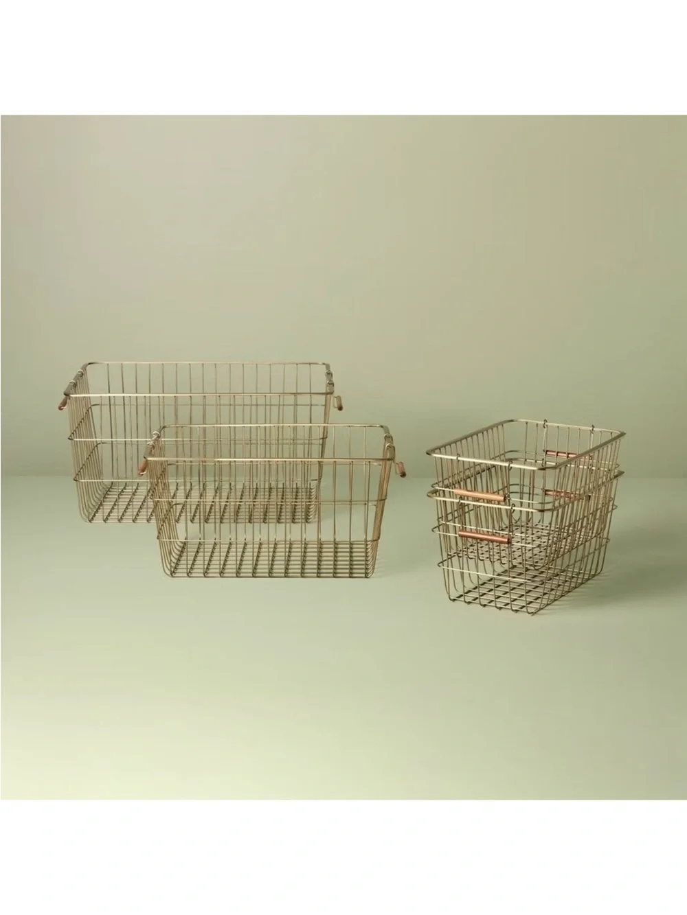 NEW! Large Rectangular Brass Wire Storage Basket Hearth & Hand w/Magnolia, Large